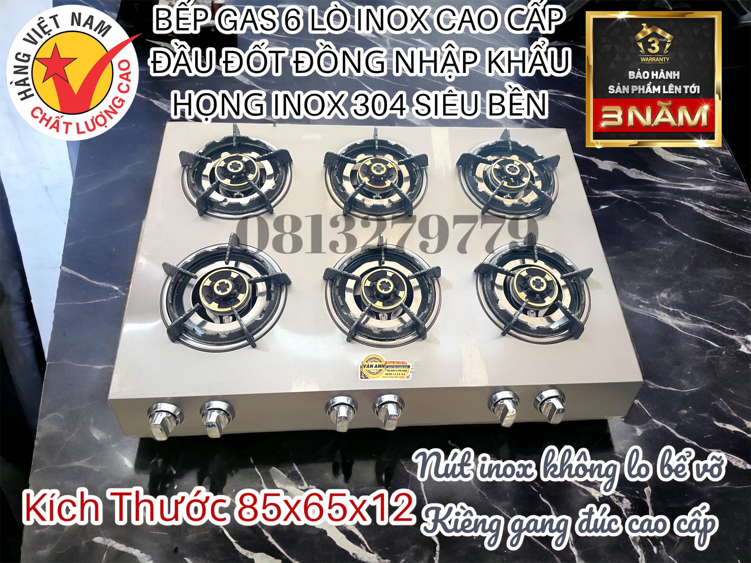 Bếp gas 6 họng cao cấp