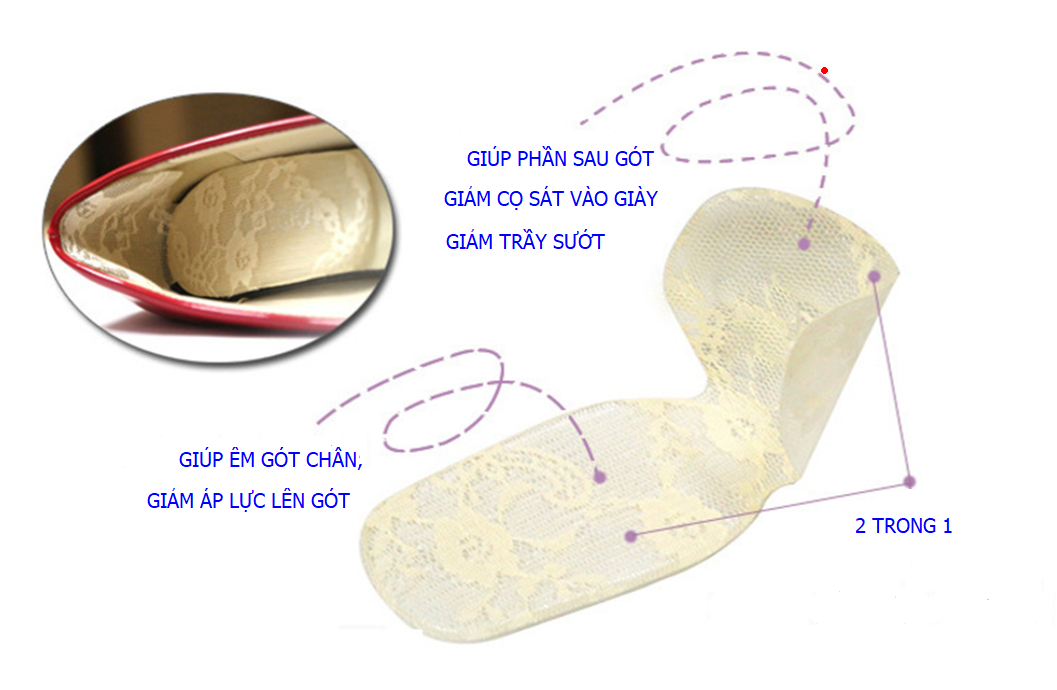 [HCM]Cặp miếng dán lót giầy silicon giúp trầy sướt sau gót và giảm đau gót free size