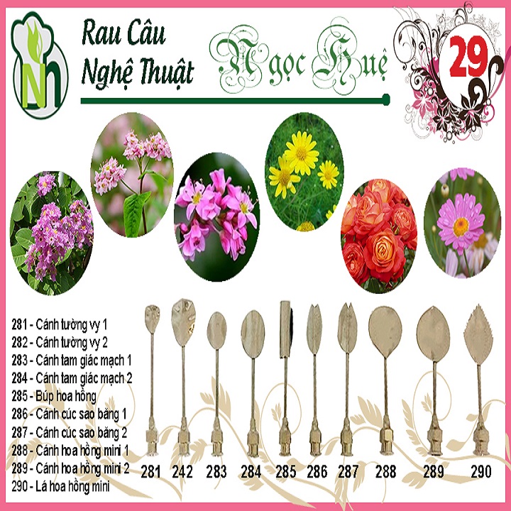 [HCM]Dụng cụ rau câu 3D Ngọc Huệ (bộ số 29 - hoa tường vy tam giác mạch cúc sao băng hồng mini)