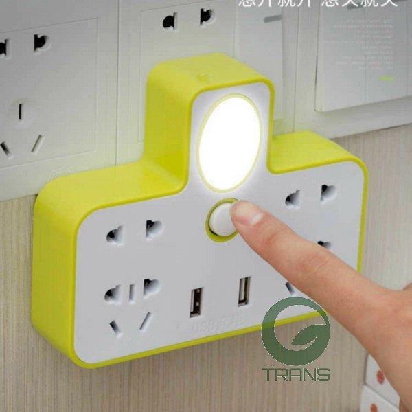 Ổ Cắm Điện - Ổ Điện Đa Năng Cao Cấp Có Cổng USB Sạc Điện Thoại Kiêm Đèn Ngủ Siêu Tiện Lợi, Đầu Cắm 3 Chấu