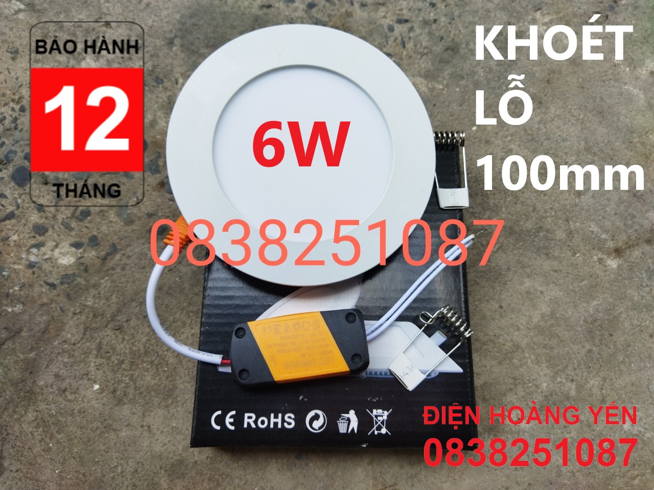 Bộ 4 đèn Led downlight âm trần siêu mỏng 6W