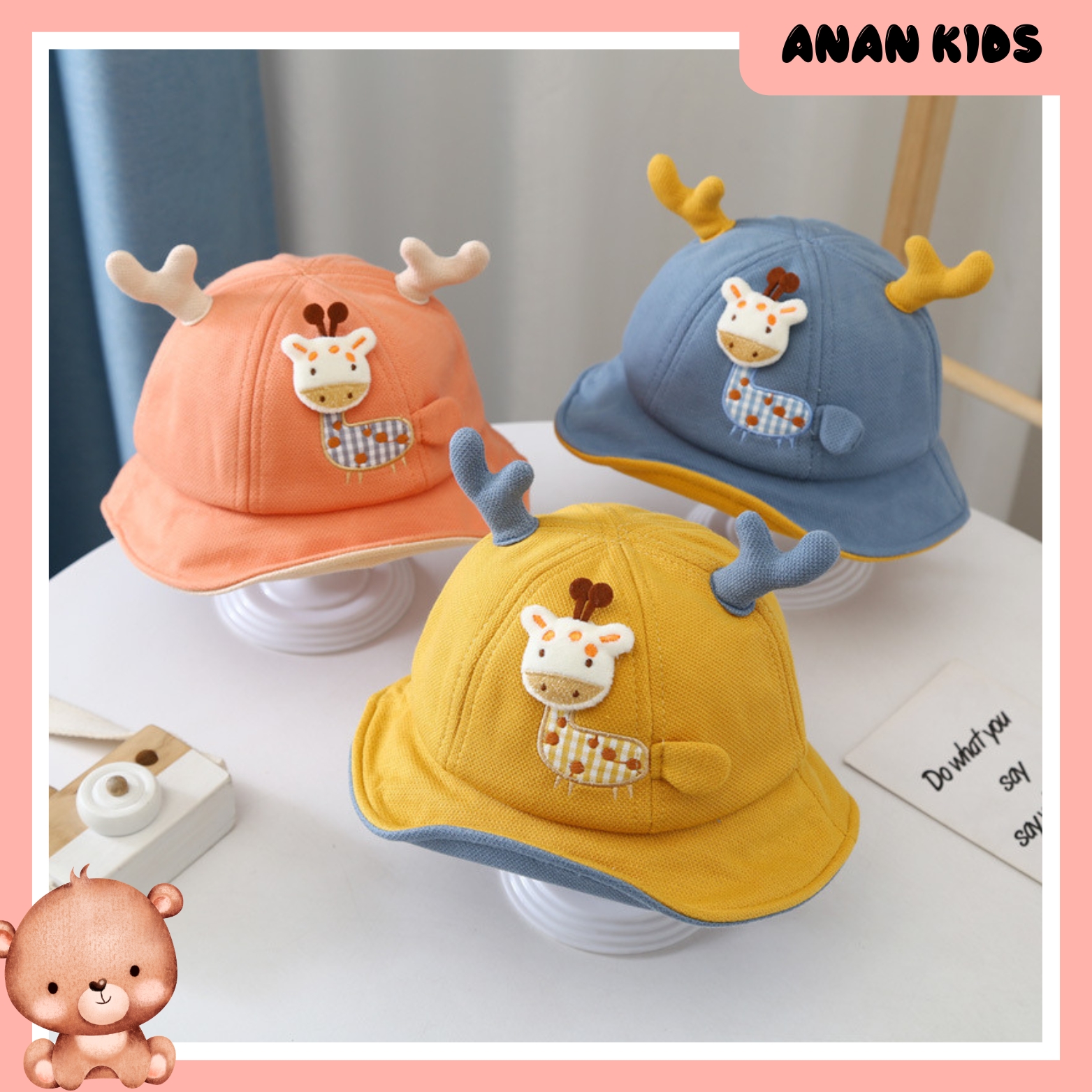 Mũ Vành Tròn, Mũ Tai Bèo Hình Sừng Hươu Siêu Đáng Yêu Cho Bé 4-24M