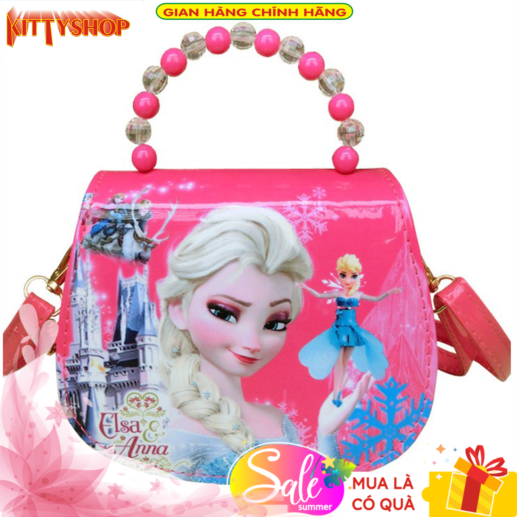 Túi trẻ em hình công chúa ELSA đáng yêu . Món quà xinh cho bé yêu. Túi đeo vai cho bé gái quai hạt ngọc, sang chảnh, đáng yêu