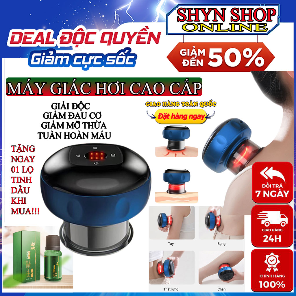 Máy giác hơi điện chính hãng, giac hoi chan khong, bộ giác hơi không dùng lửa, máy cạo gió giác hơi, đồ cạo gió 12 chế độ massage giúp giảm đau, mệt mỏi, lưu thông khí huyết, Máy giác hơi cạo gió điện tử Hồng ngoại