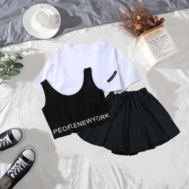 #Bé gái_SIÊU HOT_Bộ Váy áo croptop TRẮNG ĐEN của nhà RUBY MOM&KID dành cho bé từ 25kg đến 48kg.