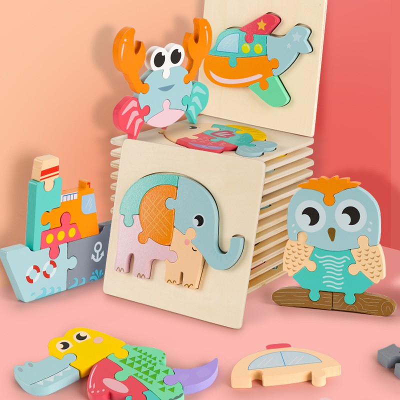 Tranh ghép hình 3d gỗ nổi hình con vật cho bé - Ghép hình 3d bằng gỗ giúp bé phát triển trí tuệ , logic - Best Home