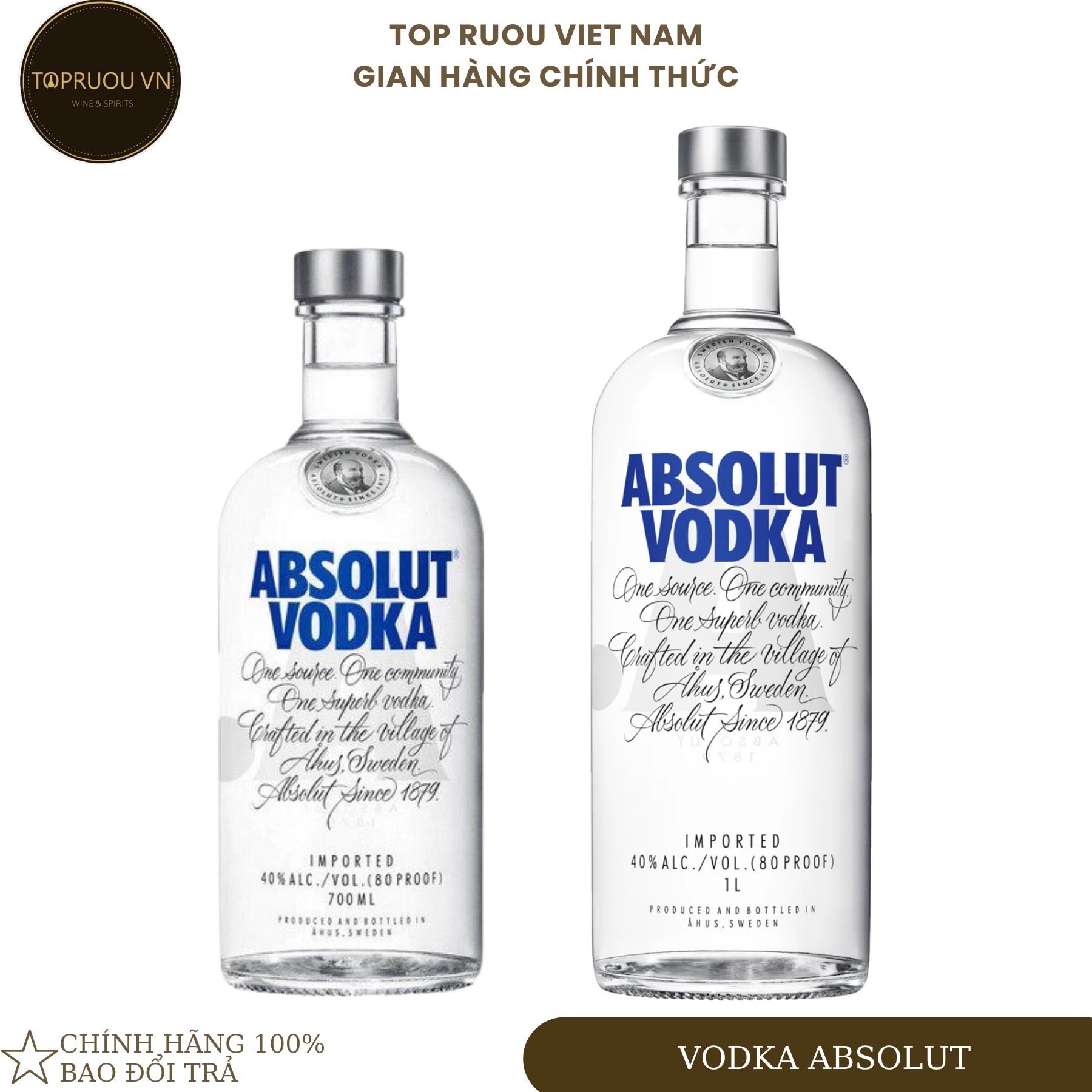 [Top Rượu VN] Rượu Vodka Absolut Truyền Thống 700ml - 1000ml [Chính Hãng]