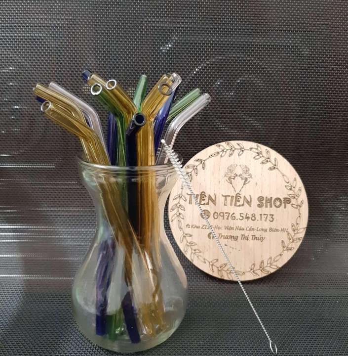 5 Ống hút thủy tinh 20cm đủ màu