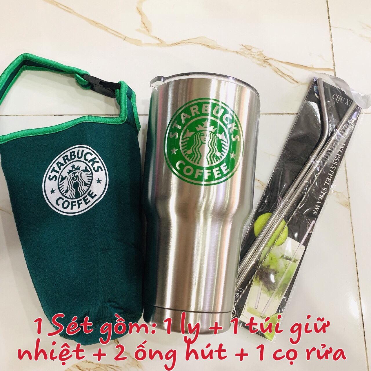 Ly giữ nhiệt cao cấp Thailand Starbucks bạc 900ml