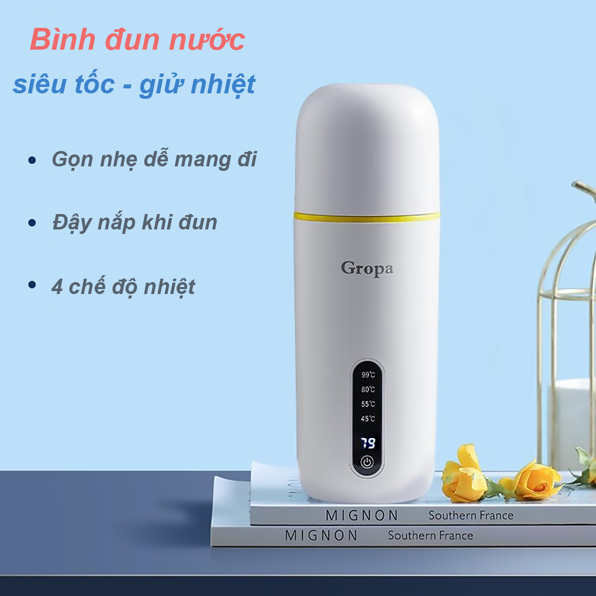Bình đun nước siêu tốc mini du lịch đa năng tự ngắt khi sôi