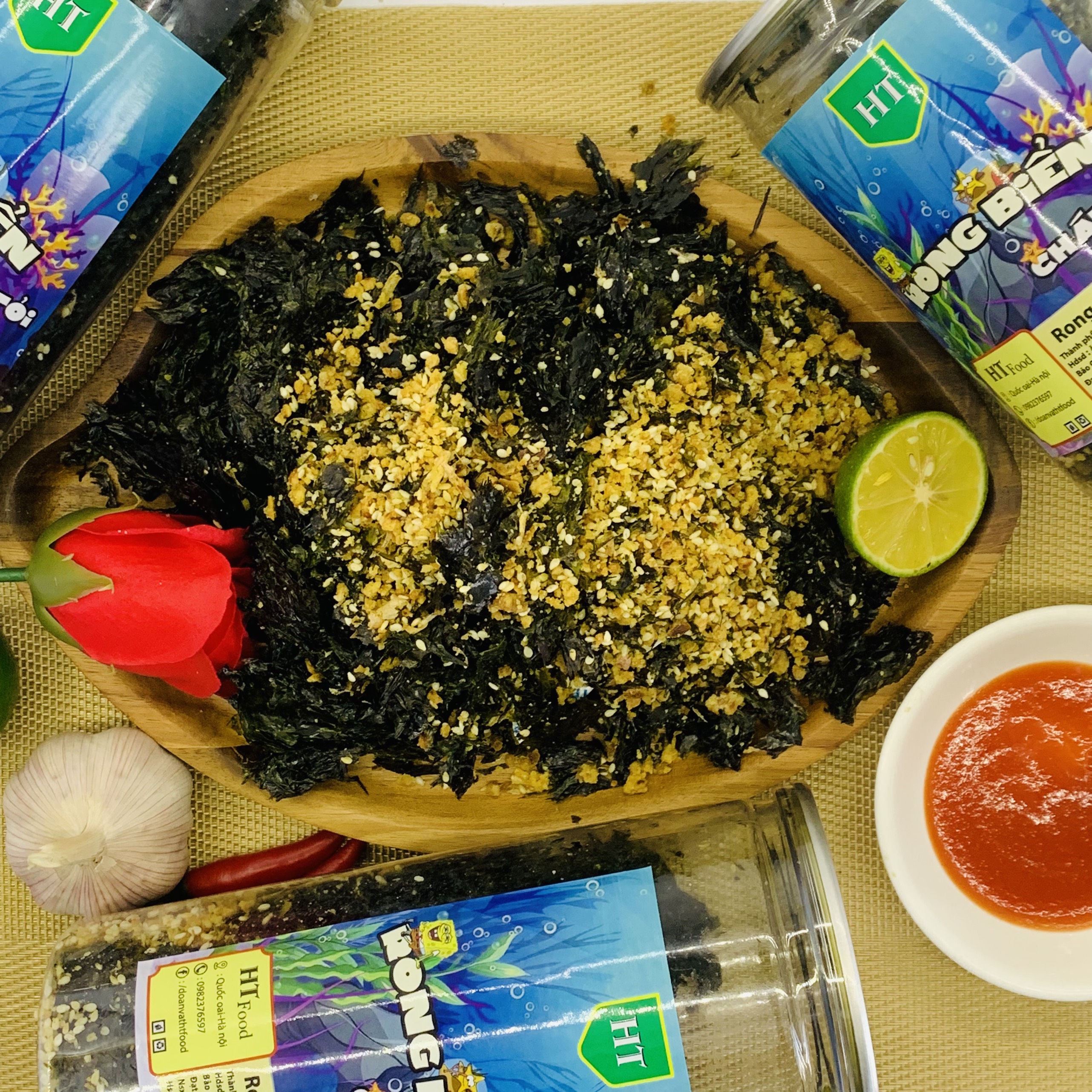 Rong biển cháy tỏi thơm ngon bổ dưỡng 200g. HT food thế giới đồ ăn vặt hà nội.