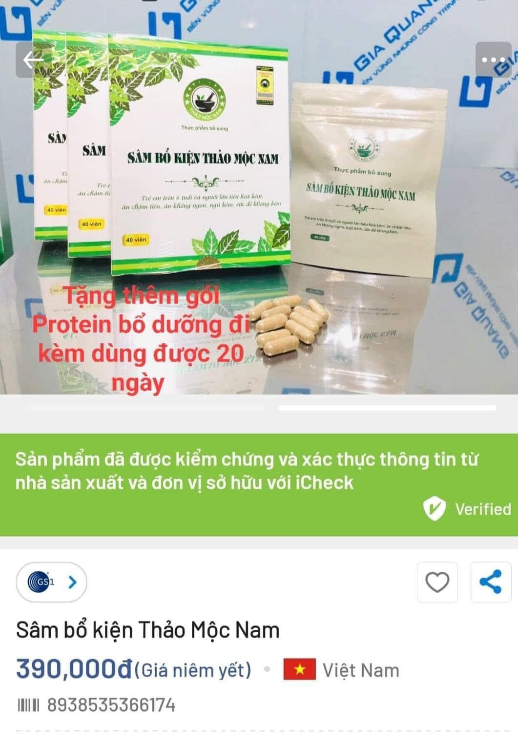 Sâm bổ kiện thảo mộc nam. mẫu mới tặng protein