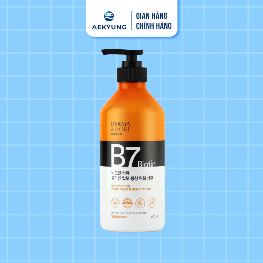 Dầu Gội Giảm Rụng Biotin B7 Derma More Tóc Kích Mọc Tóc Dưỡng Tóc Nhanh Dài, Suôn Mượt Chắc Khoẻ Kiểm Soát Dầu Hiệu Qủa Dung Tích 600ml