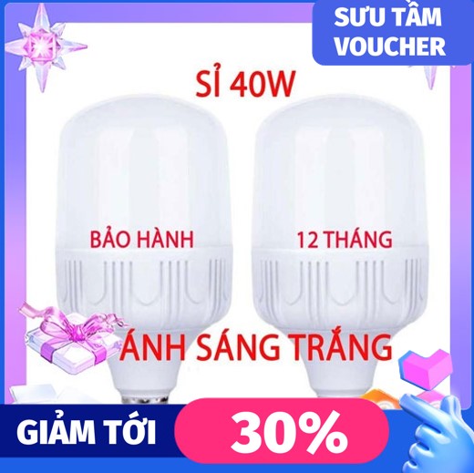 Bộ 2 bóng đèn Led trụ 40W Siêu sáng tiết kiệm điện Đuôi đèn E27 (Trắng) - Bảo hành 12 tháng