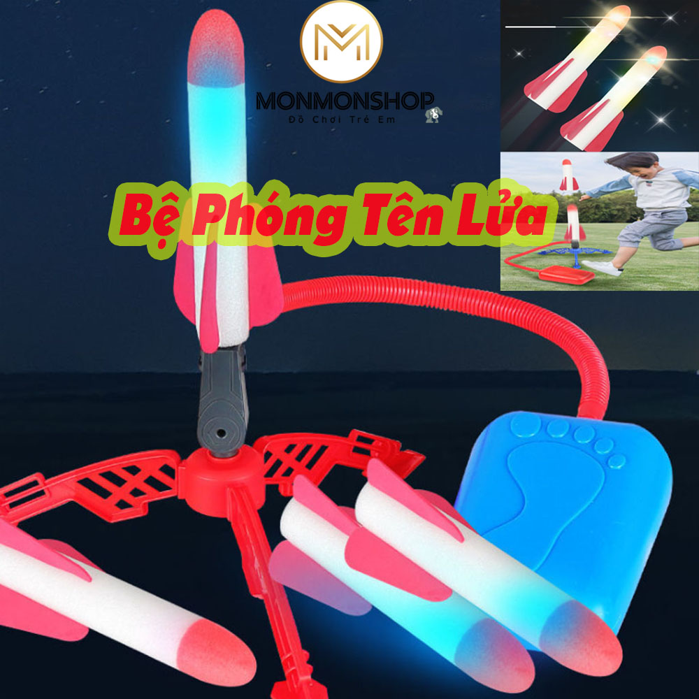 Bộ Bệ phóng Tên Lửa Thông minh có đèn Led gồm 3 tên lửa và 1 bệ phóng nhựa ABS chất lượng đảm bảo