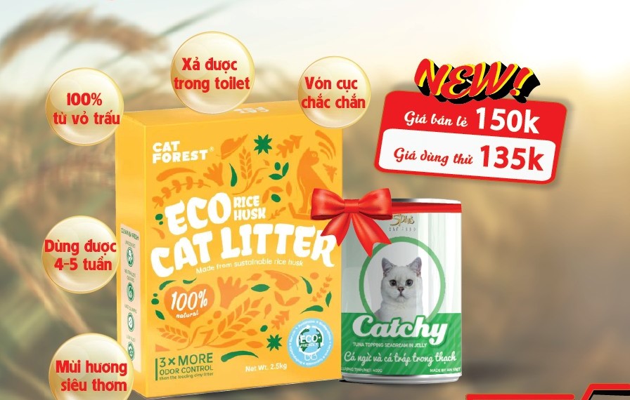 Cát từ vỏ trấu eco rice husk 2.5kg thân thiện môi trường