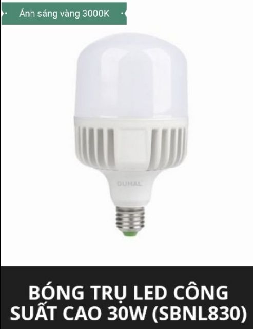 Bóng Led trụ công suất cao Duhal 30W/ Bóng led SBNL830 có ánh sáng VÀNG 3000K
