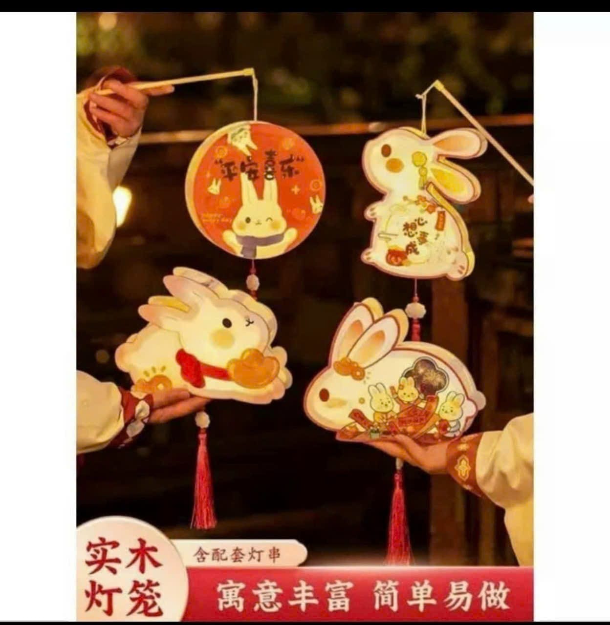 Đèn lồng giấy handmade hình thỏ, chị hằng độc đáo và sáng tạo thích hợp trang trí, quà tặng, Trung thu (tự lắp ráp, có video hướng dẫn)