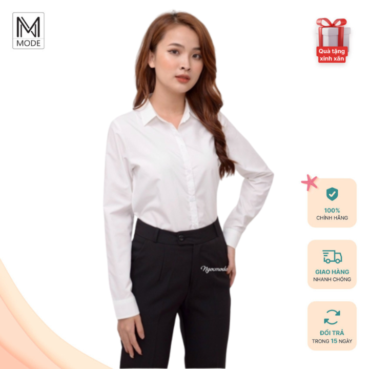 Áo Sơ Mi Công Sở Nữ Ngocmode Trơn Tay Dài, Dáng Suông - Sang Trọng - Chất Liệu Cao Cấp, Không Nhăn, Không Xù, Không Phai Màu