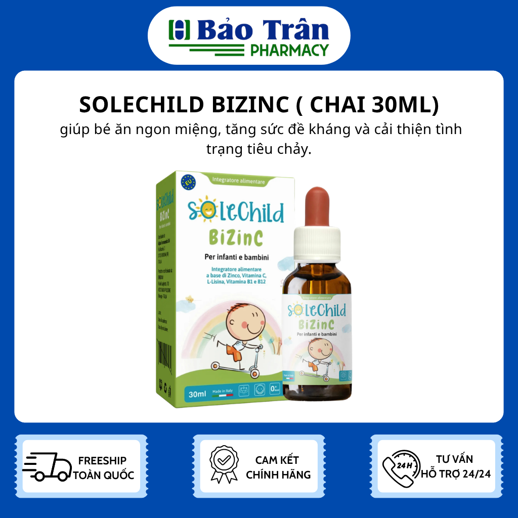 SOLE CHILD BIZINC KẼM ĂN NGON CHO BÉ 30ML GIÚP BÉ ĂN NHIỀU TĂNG CÂN , ĐỀ KHÁNG KHỎE, GIẢM ỐM VẶT