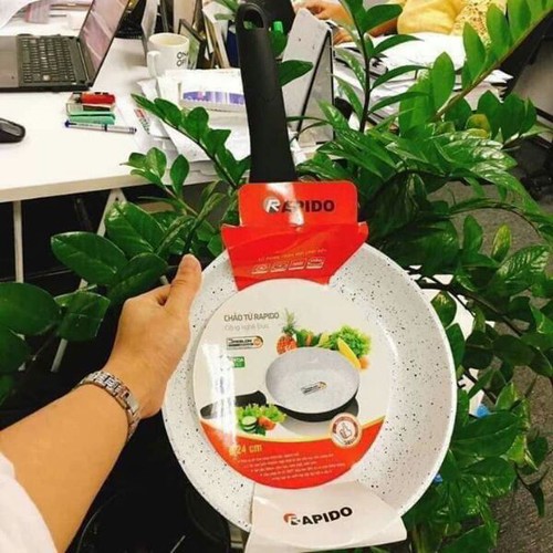 Chảo chống dính bếp từ size 28 Rapido, đúc nguyên khối, phủ men gốm ceramic