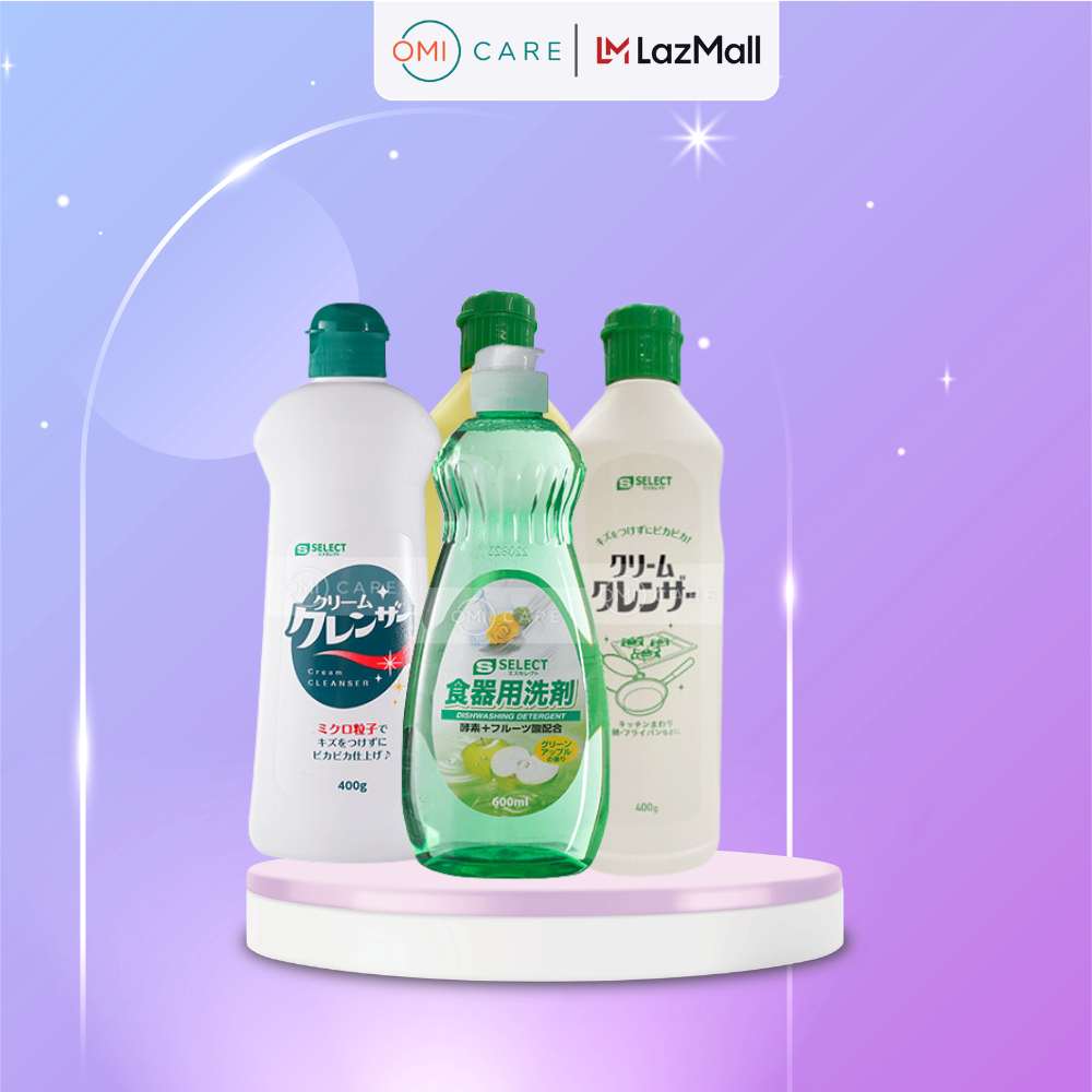 Combo nước rửa chén, bát và kem tẩy đa năng s select nhật bản