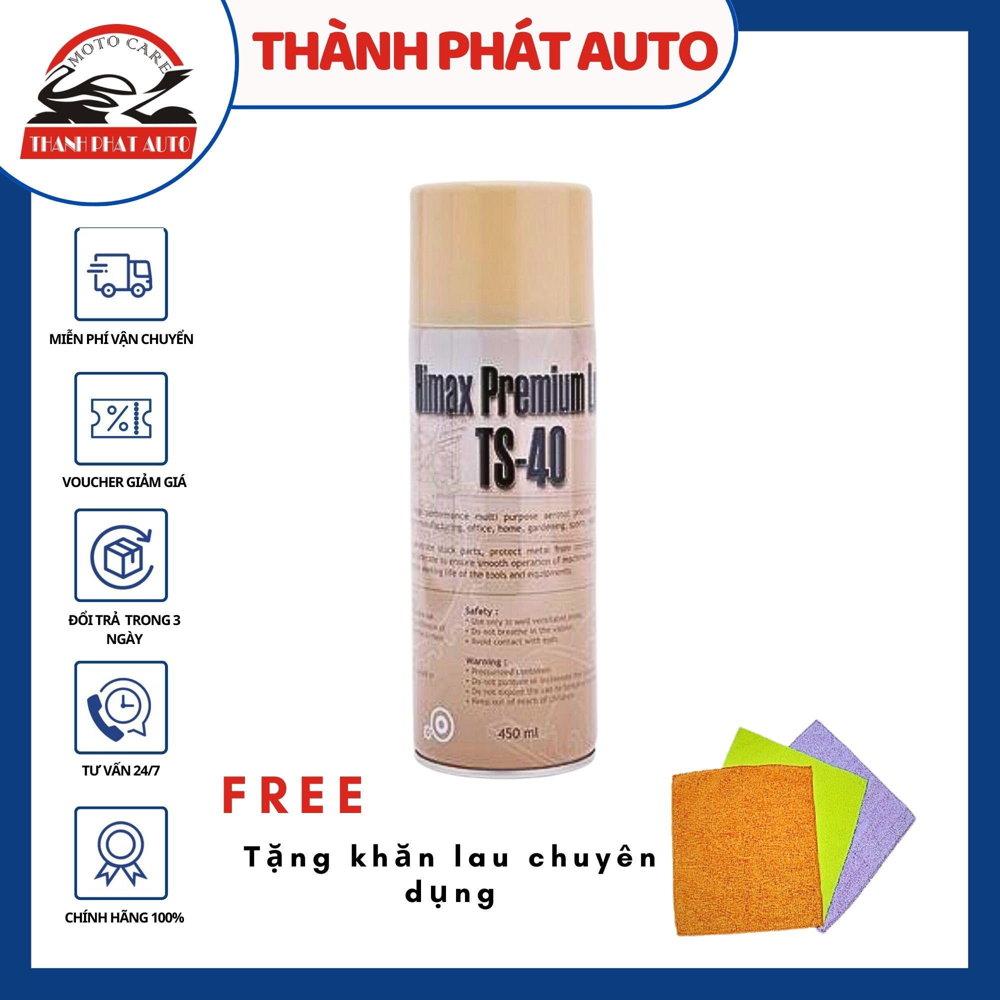 [HCM]Chai xịt rửa sên TS-40 450ml tặng khăn lau xe chuyên dụng
