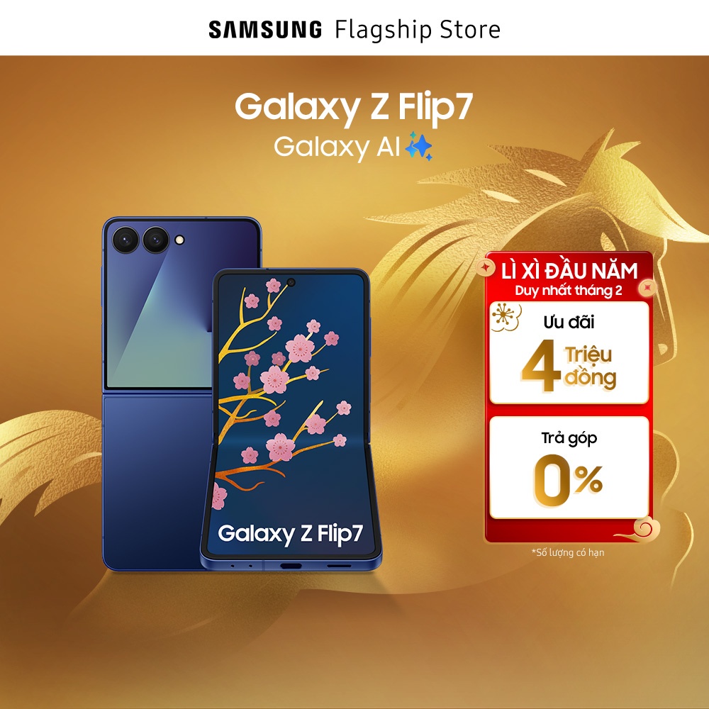 Samsung Galaxy Z Flip7 Phone, Ai Phone, 4.1" Infinity External Screen, 50Mp Selfie Camera, Thinnest Giá 28,990,000 Đồng*Miễn phí vận chuyển