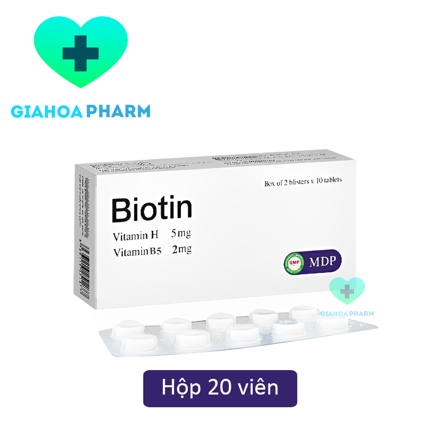 [CHÍNH HÃNG] Viên uống Biotin (Vitamin H, B5) MDP giúp da đẹp mịn màng, bảo vệ tóc, giảm rụng, tóc, móng chắc khoẻ