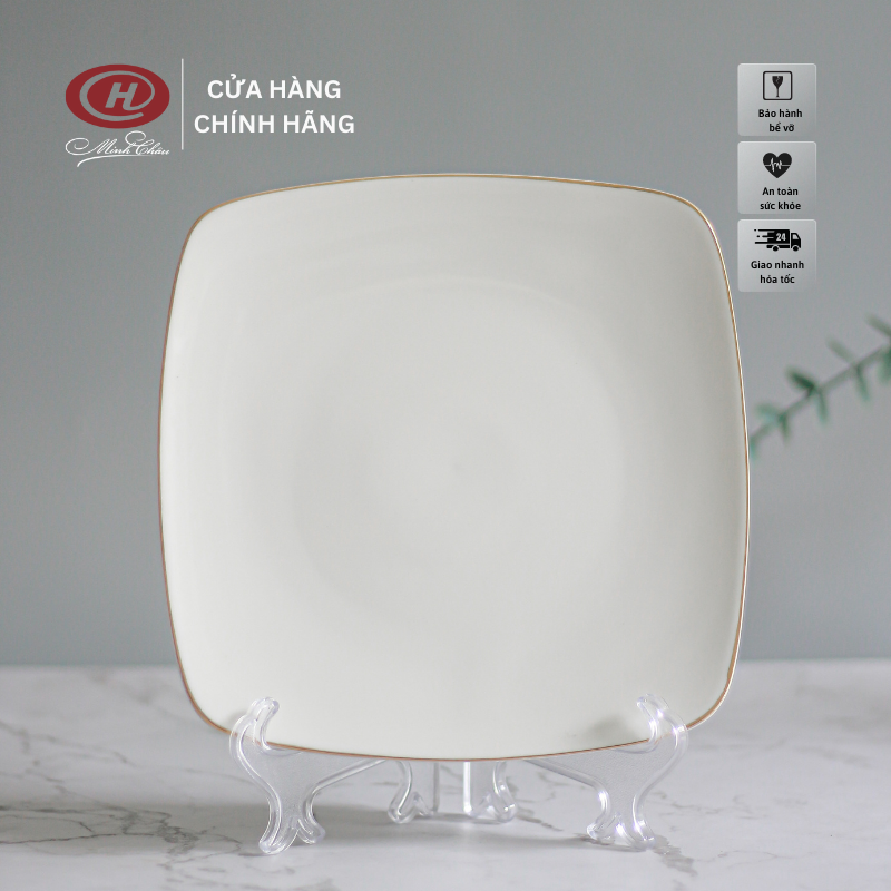 Đĩa Vuông Viền Vàng 12K - Sứ Minh Châu