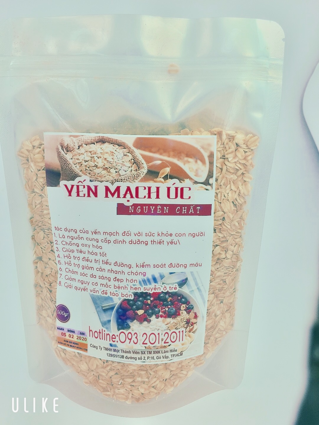 [HCM]1kg YẾN MẠCH ÚC CC cán MÕNG