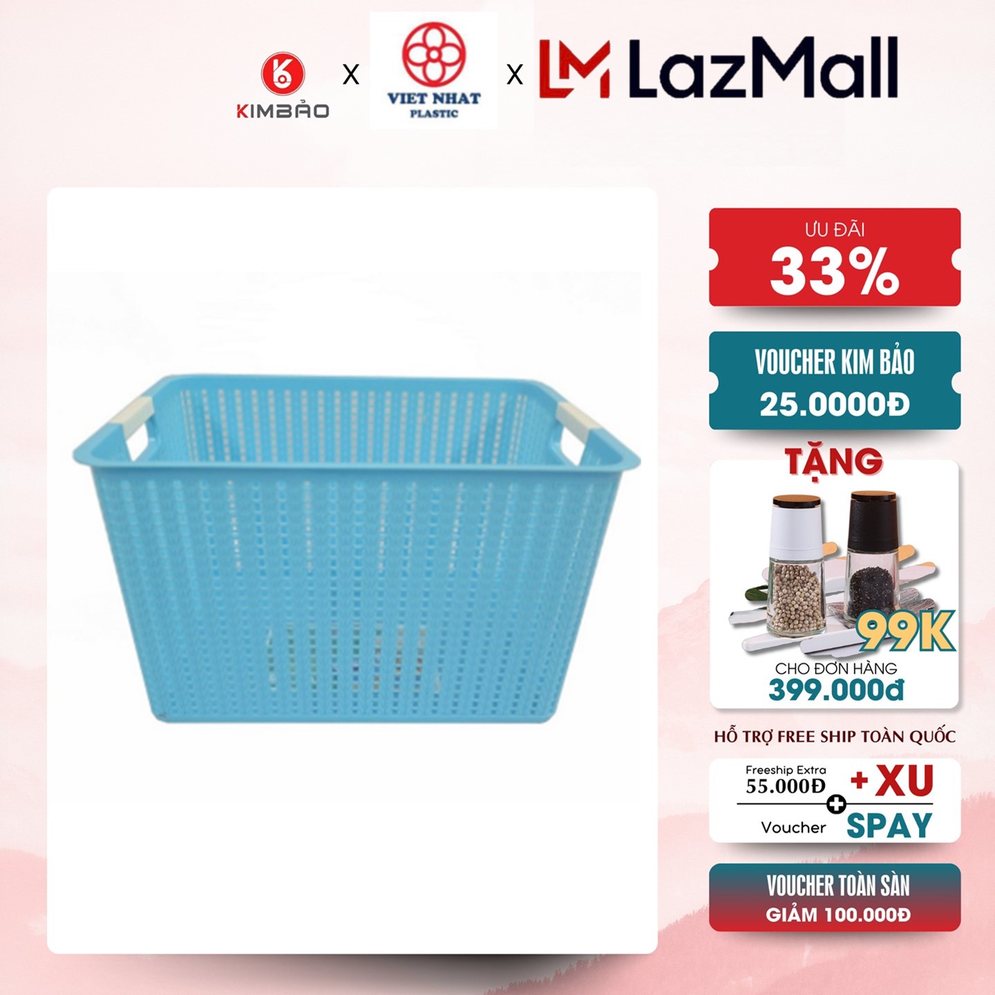 Rổ đan 3 size đa năng nhựa Việt Nhật – Rổ đan mây đựng đồ tiện lợi