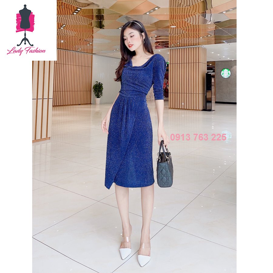 Đầm cổ đỗ đi tiệc-ms0607d