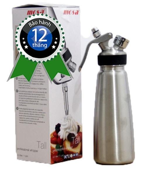 Bình xịt kem tươi mosa inox 0.5l - hàng nhập đài loan - bình + 1 hộp gas