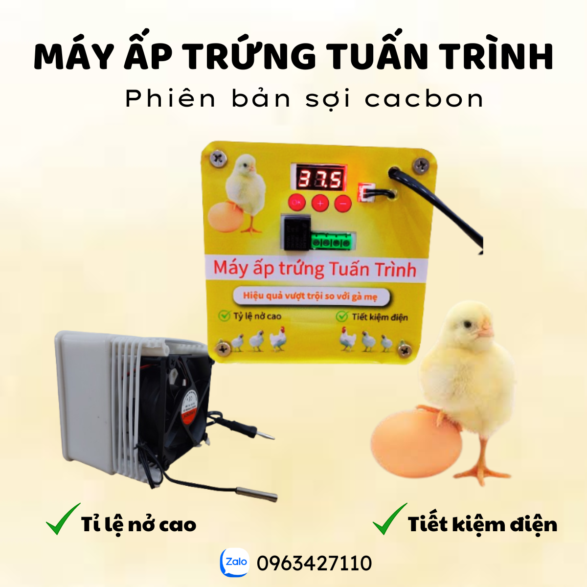 Máy ấp trứng gà mini, sợi cacbon, ấp được tất cả trứng gia cầm như gà vịt ngang ngỗng chim trĩ chim cút