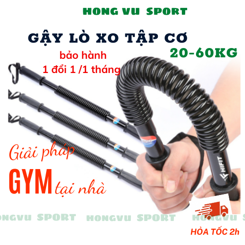 Gậy lò xo tập cơ tay 20kg 30kg 40kg 50kg gậy bẻ tập cơ tay - vai - ngực- bắp tay tại nhà cao cấp thép chống rỉ