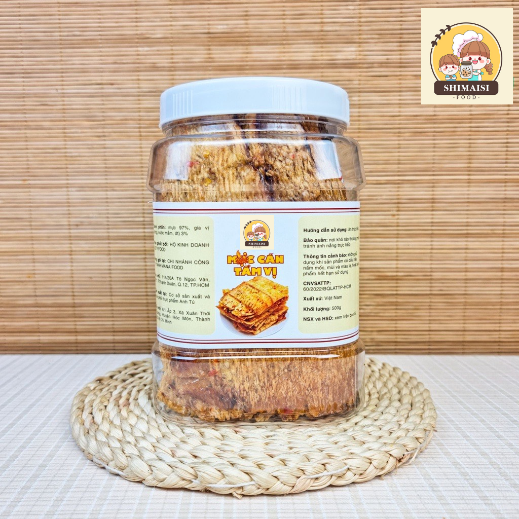 Khô mực cán tẩm vị siêu ngon - date mới sản xuất hủ 500g đồ ăn vặt mực khô