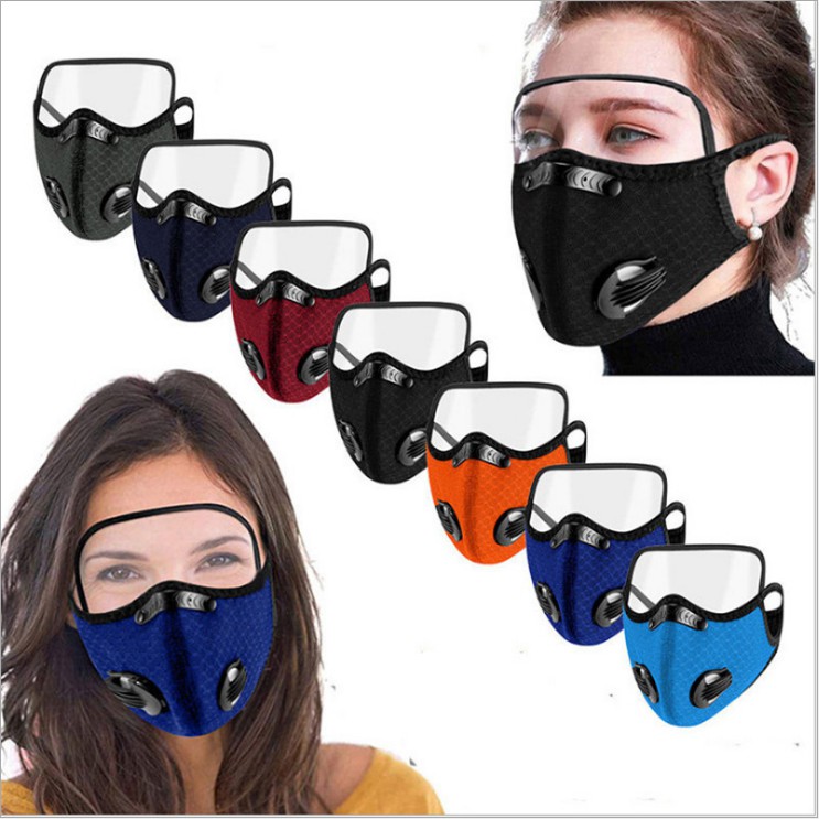 Khẩu trang Nano kháng khuẩn 5 lớp chống độc có 2 van thở lọc khí - khẩu trang chống dịch có kính chống giọt bắn tháo lắp đa năng