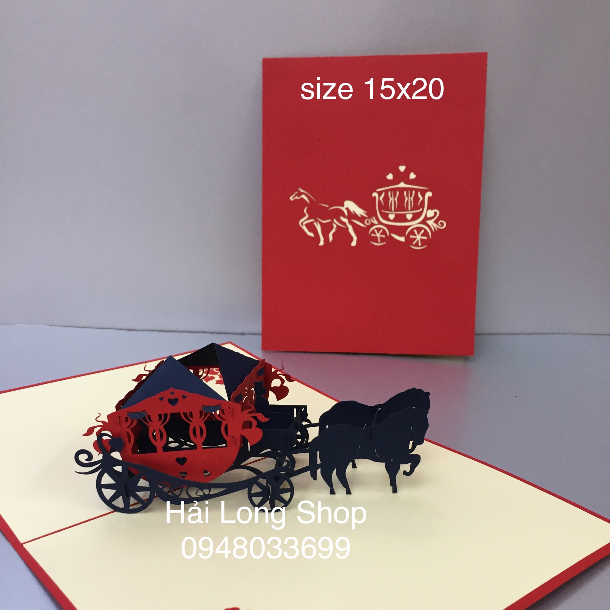 Xe ngựa - horse - thiệp 3d