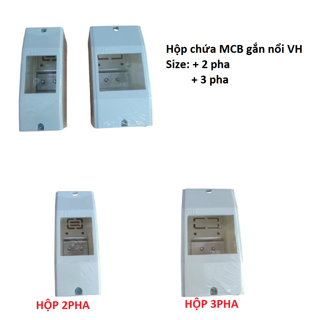 Hộp chứa mcb gắn nổi, hộp gắn aptomat cho mcb 2pha, 3 pha vh