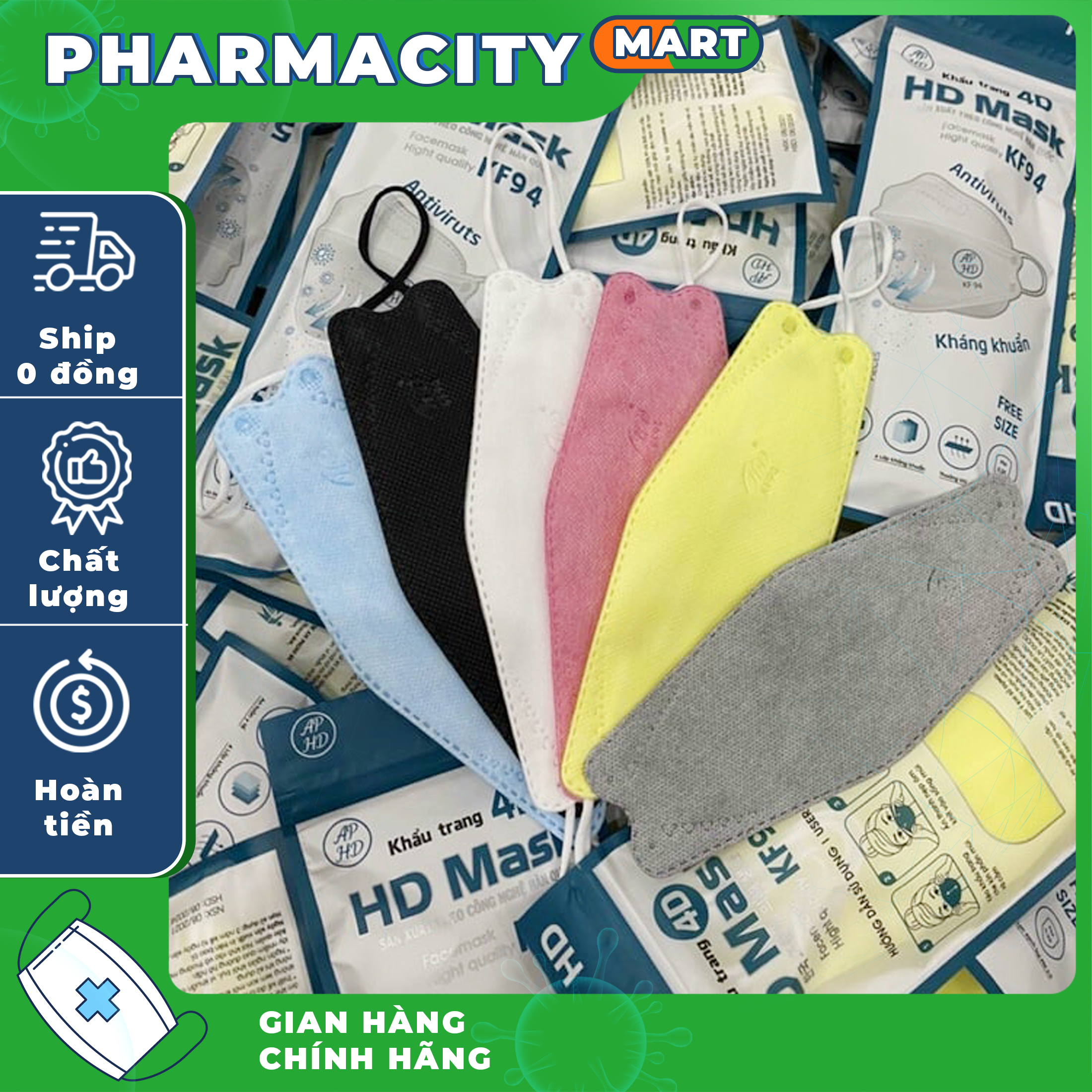 Khẩu trang 4d mask kháng khuẩn dc mask kf94 công nghệ hàn quốc