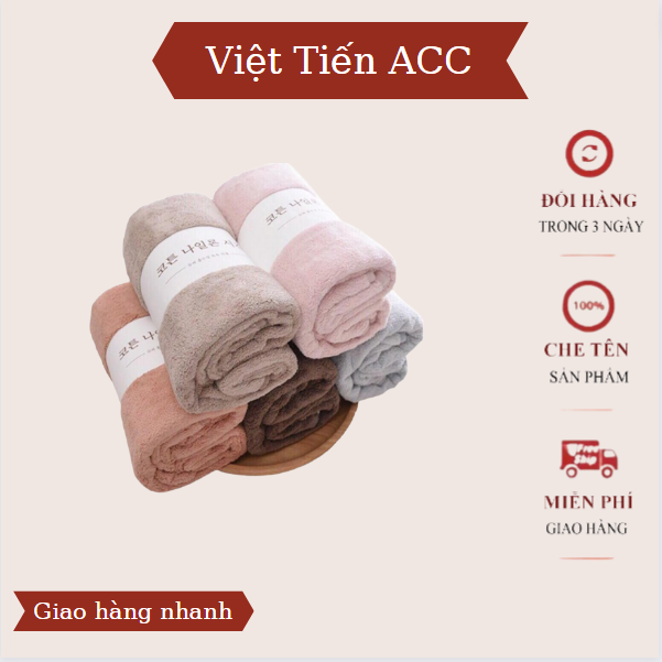 Khăn tắm xuất hàn cao cấp chất liệu siêu mềm mịn,thấm hút tốt kích thước 70x140cm,với thiết kế bo viền chắc chắn,có thể dùng làm khăn choàng và phù hợp dành cho bé sơ sinh AC-63 Việt Tiến