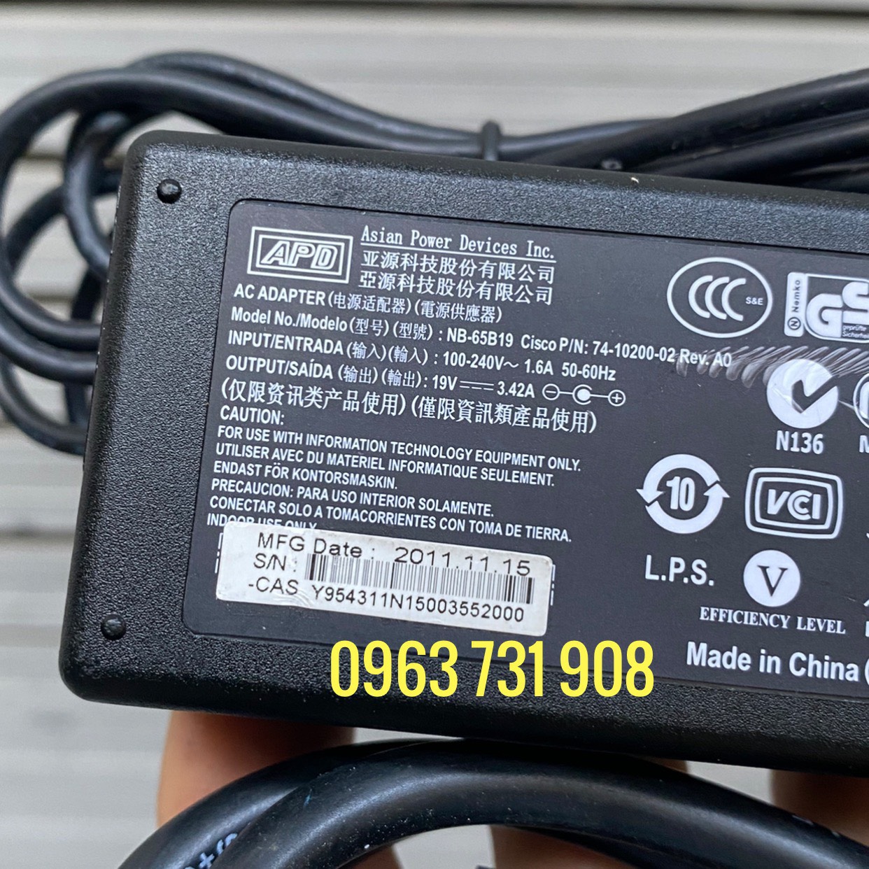 Nguồn 19v-3.42a cho máy chiếu mini xiaomi wanbo t2 free wb-t2s chính hãng
