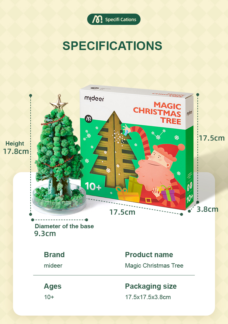 Đồ chơi thủ công DIY hãng Mideer Magic Christmas Tree - bé tự làm cây thông Noel thần kỳ đón Giáng Sinh