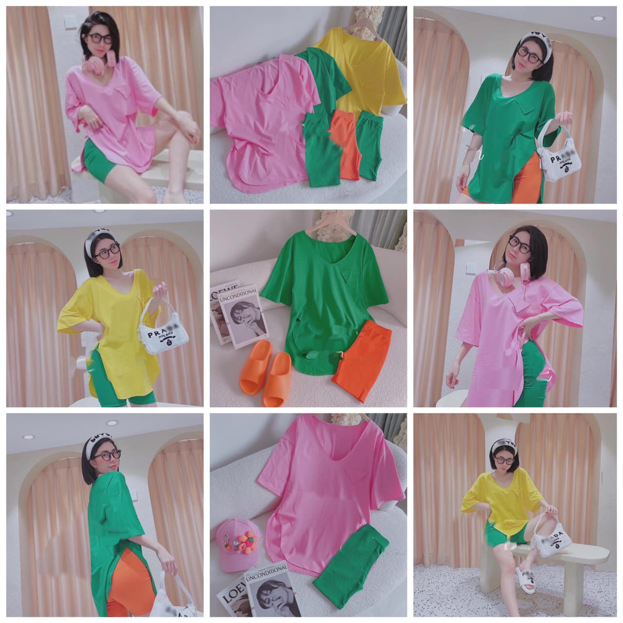 Đồ bộ nữ mặc nhà chất liệu vải thun cotton 100%, 3 size, 45-80kg vừa, ps220