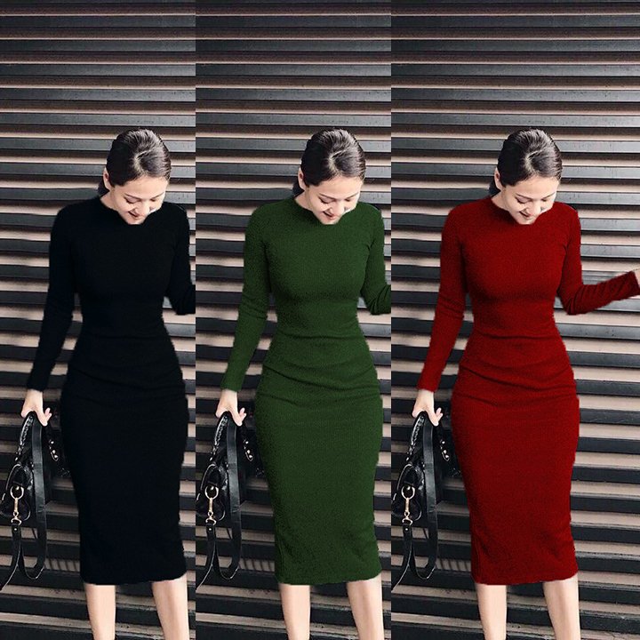 Đầm váy body tay dài xẻ sau x.i.n.s.o