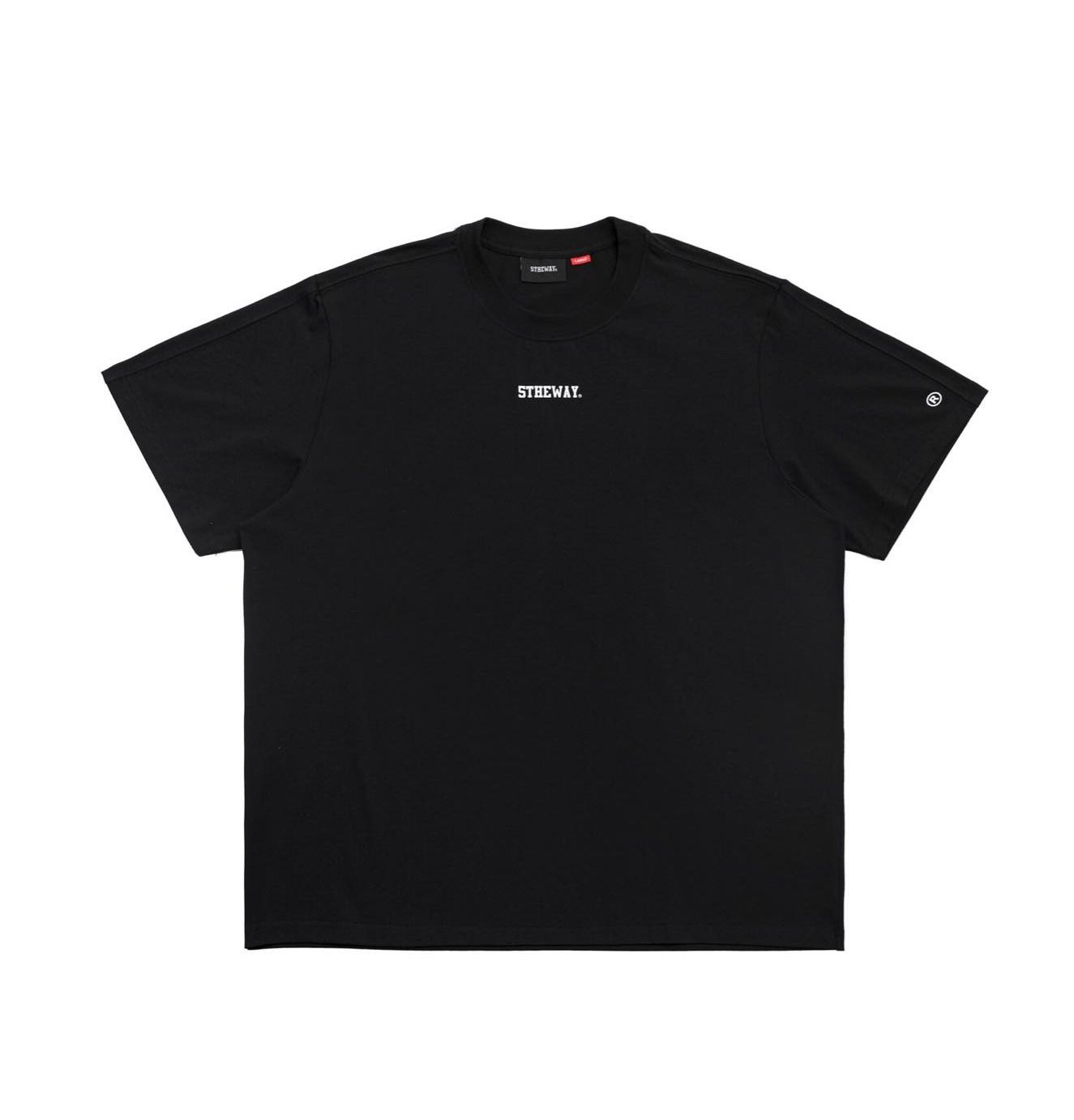 5theway® /solid/ big logo square tee™ in black aka áo thun đen tay ngắn