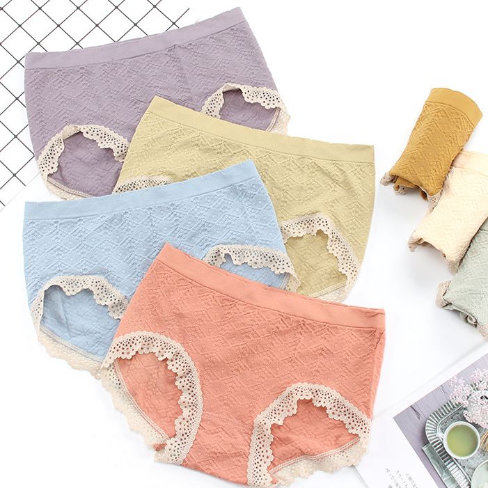 [Free Ship]  Set 5 Quần Lót Nữ Dệt Kim Kháng Khuẩn, Hàng Cạp Cao Co Giãn 4 Chiều size 40kg-65kg, Viền Ren Điệu Đà, Thấm Hút Mồ Hôi -  Màu sắc đẹp - Thoáng Mát  - Quần Chip Nữ, Quần Con, Quần Xì, Quần Lót Cotton, Quần Lót Sexy