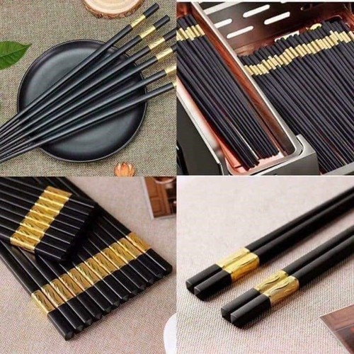 HỘP 10 ĐÔI ĐŨA THỦY TINH BỌC VÀNG