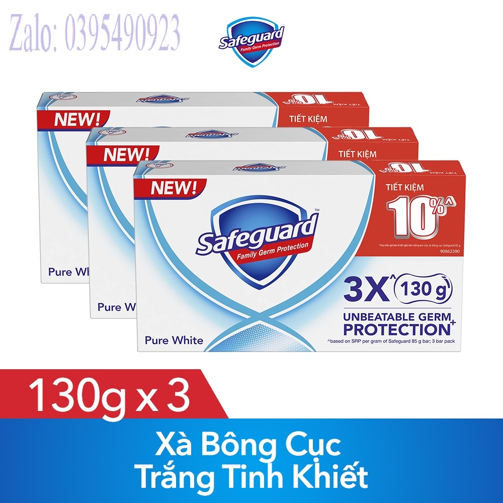 Lốc 3 Xà Bông Cục Safeguard Trắng Tinh Khiết